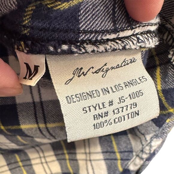 JW Signatures M Plaid Flannel Button-Down Shirt Multicolor - Picture 4 of 8